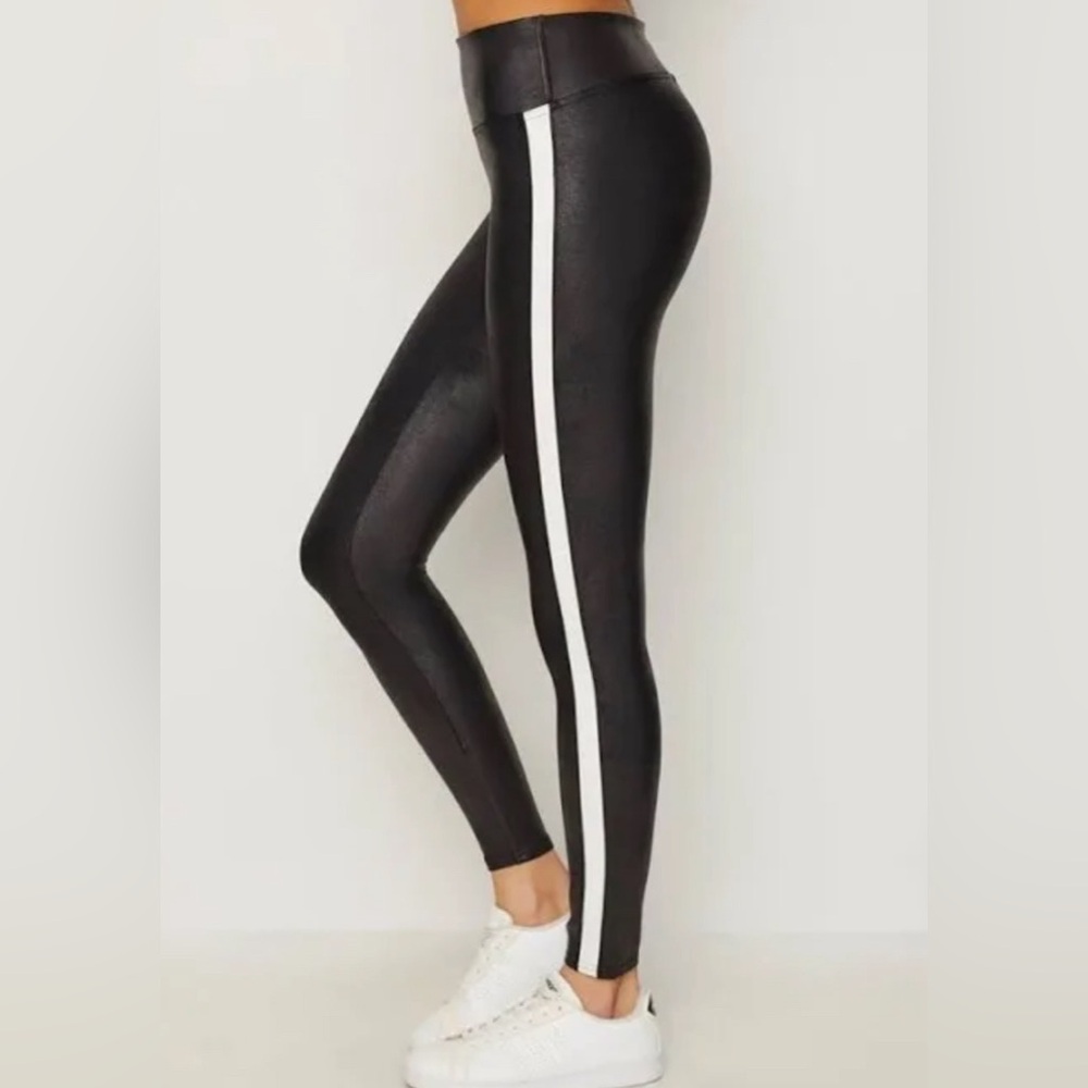Brand new with no tag Spanx Faux Leather Legging with white stripe